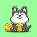 siberian husky dog Ã¢â¬â¹Ã¢â¬â¹hugging bitcoin